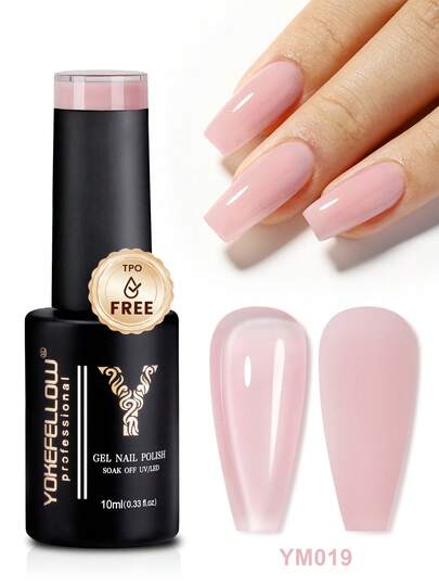 YOKEFELLOW 1 قطعة طلاء أظافر جيلي هلامي 10 مل، بدون TPO، وردي عاري للصيف، طلاء أظافر جيلي شفاف، يزال بالنقع، يتم تصلبه بالأشعة فوق البنفسجية، مناسب للنساء والفتيات، للعناية باليدين والقدمين في المنزل، وكهدية