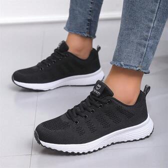 Plus Size Women's Casual Fashion Breathable Mesh Soft Bottom Sneakers, Sports Running Shoes, Wholesale Spring/Autumn