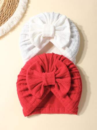 2 piezas Gorro de bebé con lazo, gorro infantil lindo apto para uso diario, se ajusta a bebés de 0 a 2 años