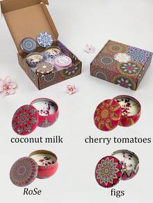 Zestaw świec zapachowych 1/4/8/12 szt., zestaw świec aromaterapeutycznych w kolorowym pudełku, wosk sojowy, wiele kombinacji zapachowych, przyjemny i intensywny zapach, bezdymny, 120 godzin palenia, na ślub, urodziny, festiwale, pamiątki ślubne, świece aromaterapeutyczne do domu, prezent świąteczny, prezent walentynkowy, dekoracja hotelu, wzór retro.