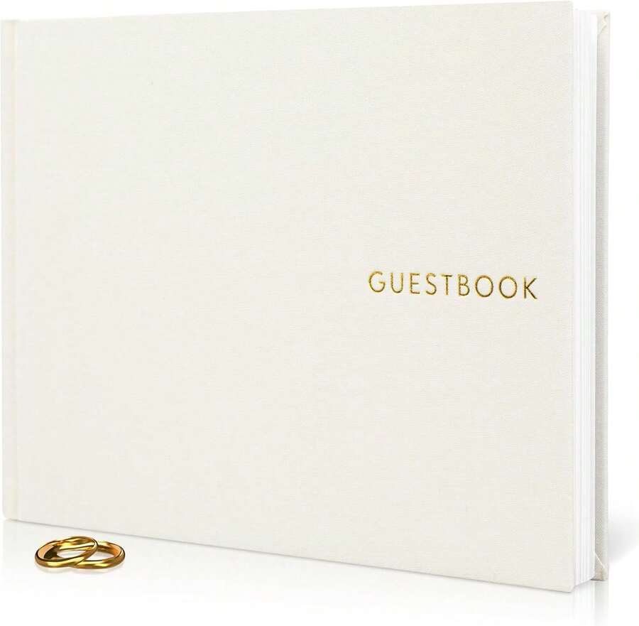 Beautiful  Wedding Guest Book For Your Wedding Reception - Simply Elegant Guestbook To Sign In And Add Photos - The Perfect Baby Shower Guest Book And Addition To Your Big Day - 米色 - 查看 1