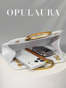 OpulAura 女士时尚闪亮水晶钻晚装手拿包，奢华闪亮钻石镶嵌礼服手提包，适合晚会、派对、约会、鸡尾酒会、生日派对、新娘配饰、生日礼物 - 白色 - 查看 3
