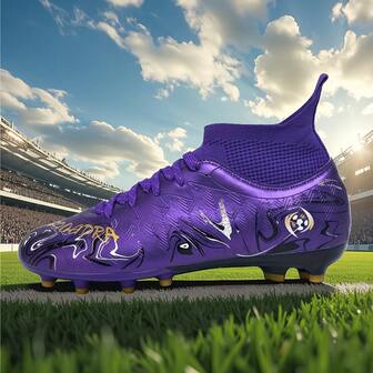 1 Pair Unisex Football/Soccer Shoes, High-Top Outdoor Soft Ground Cleats, Professional Traction, Non-Slip, Wear-Resistant, AG/FG Spikes, Lightweight, High-Performance Anti-Slip Design, Professional Soccer Boots, Factory Direct , Multiple Colors Available