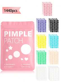 2160 pezzi Toppe a forma di stella, toppe rotonde, copertura per il viso - senza profumo, senza parabeni, unisex adulto, compatibile con tutti i tipi di pelle, senza profumo, senza alcool, senza componenti inclusi, delicato e non irritante, utilizzato per decorazione facciale, copertura di acne e imperfezioni con adesivi a disegni carini, adesivi a fumetti divertenti, mini adesivi impermeabili e anti-sudore, adatti per feste, uffici e altre occasioni con adesivi carini