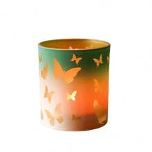 Butterfly Votive Candle Holder Glass Tealight Holder Table Centerpieces for Day of the Dead Easter Home Holiday Decor - Multicolor - Ver 2