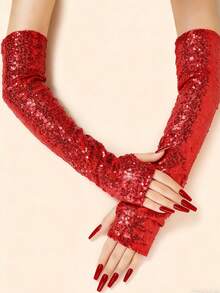 1 Pair Shiny Leather Sexy Punk Costume Party Formal Arm Warmers For Women