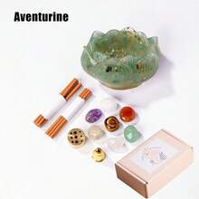 1set Natural Crystal Dropper Resin Reiki Stone Candle Base Aromatherapy Cornucopia Healing Meditation Decoration Gift Box Set Christmas Gift - Epoxy Lotus Bowl Incense Holder Set - View 22