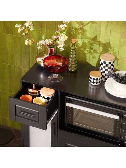 SoBuy Sideboard On Wheels Kitchen Trolley Microwave Cabinet Storage Dresser Approx. 88.5 89 40 Cm FSB78 view 8