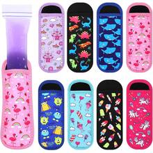 JANYUN 8 Pack Popsicle Holder For Kids, Cute Cartoon Dinosaur Shark Ice Pop Sleeves Reusable Washable Freeze Pop Holders Bags Neoprene Insulator Popsicle Sleeves