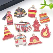 5/10 piezas Accesorios de aleación esmaltada de bricolaje Colgantes de extintor de incendios para pulseras, llaveros y adornos decorativos.