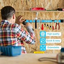 4-Piece 12-Inch Heavy Duty Magnetic Tool Holder Strip Set | Wall Mount Tool Organizer Rack For Garage & Workshop | Sturdy Alloy Steel With 10lb Weight Capacity - Blue - View 5