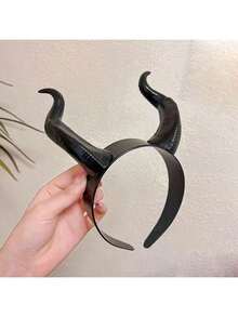 哥特风可拆卸黑色羚羊恶魔角头箍 | 女巫女王美学动物元素配饰，万圣节和圣诞节成人角色扮演必备道具，女士万圣节服装配饰，女士圣诞节服装 - 款式隨機 - 查看 6