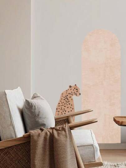 1pc Large Size PVC Removable Wall Sticker, Classic Floral Pattern Texture Shapes, Arch Leopard, Golden Wreath, Round Design, Black Big Flower Decor Self-Adhesive Painting, Suitable For Bedroom, Living Room, Study, Dining Room, Bathroom, Home Wall Decor, Room Decoration