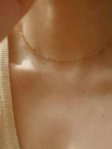 Nooxian 1pc Gold Heart Pendant Necklace, Minimalist Love Connected Short Necklace, Versatile Layering Accessory (Random Heart Quantity) - Yellow Gold - View 4