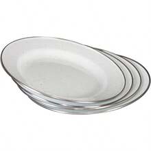 Stansport Deluxe 24-Piece Enamel Tableware Set - Enamel Plates And Bowls Lightweight And Durable Camp Dish Set For Camping And Backpacking Plates And Bowls For 4 Peoplegift - White - View 2