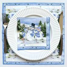 20 peças/40 peças/60 peças, Guardanapos Descartáveis de Árvore de Natal e Boneco de Neve de 33 x 33 cm - Guardanapos Azuis de Boneco de Neve e Floco de Neve para Natal, Ano Novo, Xmas, Cocktail Napkins para Feriados de Inverno - Guardanapos de Banheiro Feliz Natal