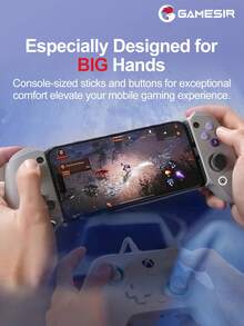 GAMESIR GameSir G8 Galileo Mobile Gaming Controller Compatible With IPhone 17 16 15 Series IOS Android Cellphone Gamepad Game Controle With Hall Effect Joystick And Triggers For Mobile Phone Cloud Gaming Egg Ns Emulators Adapted To Size 110-185mm In Length Support Game Pass Steam Link Moonlight PS Remote Play Softwares Detachable Faceplates 2 Mappable Back Buttons 3.5mm Audio Jack 5 Million-Click Lifespan ABXY Buttons, Type-C Wired Connected, Grey