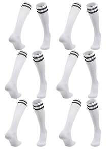 6 pares de calcetines de fútbol, calcetines largos de tubo de dos barras hasta la rodilla, calcetines deportivos, calcetines deportivos profesionales de fútbol