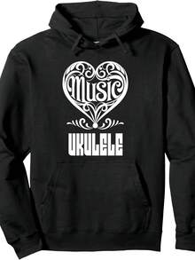 Music Lover Elegant Scrolled Heart For Ukulele Fans Pullover Hoodie - Style 13 - View 1
