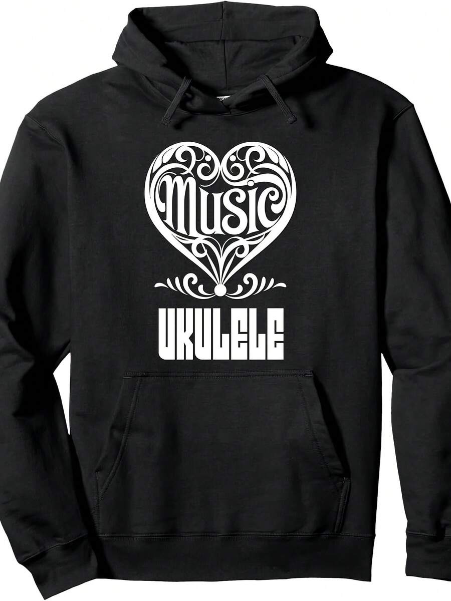 Music Lover Elegant Scrolled Heart For Ukulele Fans Pullover Hoodie - Style 13 - View 1