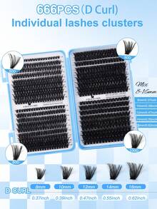 648/666/720片假睫毛套装，包含胶水和定型液，配有镊子和眼影刷。容量大，适合初学者、专业人士和DIY爱好者。这款分段式假睫毛套装使用方便，让您在家轻松打造浓密自然的睫毛效果。睫毛册+镊子+刷子套装，方便携带，适用于各种化妆场合，例如舞台妆、日常妆、婚礼妆、晚宴妆、音乐节妆等。 - 彩色 - 查看 21