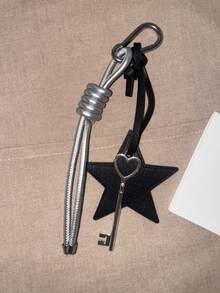 Original 5-Pointed Star Woven Key Chain With Key/Lock Element Simple Creative Car Key Chain Decorative Bag Accessory Car Accessories For Woman Gifts For Women Gifts For Men Phone Accessories - Multicolor - View 7