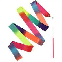 10PCS Gymnastic Ribbon, Sparkling Dance Ribbon With Twirling Baton Gradient Rainbow Dance Ribbons - Perfect For Gymnastics, Birthday Parties & Wedding Decorations - Multicolor - View 7