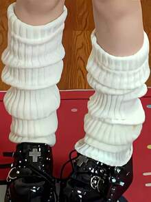 1 par de calentadores de piernas de unicolor, utilizados para botas de nieve, elegantes y cálidos, adecuados para atuendos de regreso a la escuela, calcetines de Halloween, otoño e invierno, compras casuales, vacaciones, atuendos de fiesta de Navidad