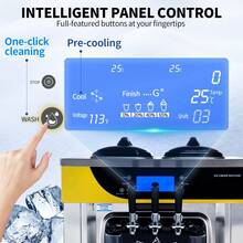 Máquina para hacer helados comercial, rendimiento de 22-30 L/H, máquina de servicio suave para encimera de 2200 W con tolva de 2 x 6 L, panel LCD de 2 L, alarma de escasez de inflado, máquina para hacer yogur helado para restaurante Snack Bar, plata - 22-30 L/H - Ver 6