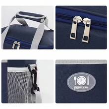 Insulated Lunch Bag-Large Capacity Waterproof Aluminum Foil Work And Outdoor Party - Navy Blue - View 6