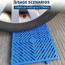 Plastic Pallets For Basement Storage (Set Of 6) - 11.8"X23.6"X1.18" Waterproof Floor Pallets, Ventilated Grid Design, HDPE Heavy Duty Storage Pads For Garage/Kitchen/Outdoor  6Pcs Plastic Pallets, Lightweight Waterproof Floor Pallet, Interlocking With Breathable Grids Storage Pad For Basement Storage, Indoor And Outdoor, Support Up To 2000 Lbs - 藍色 - 查看 2