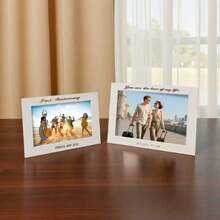 Marco de fotos de madera personalizado de 6 pulgadas/7 pulgadas, se puede grabar con nombre, fecha, mensaje, decoración del hogar personalizada y regalo familiar, adecuado para cumpleaños, aniversario, boda, dama de honor, regalos para padrinos