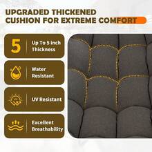 VONZOY - Mecedora para exteriores, silla Papasan para interiores, mecedora de huevo de gran tamaño con cojín grueso, silla de mimbre de ratán para recámara, sala de estar, patio, jardín, porche (gris - Gris Oscuro - Ver 10