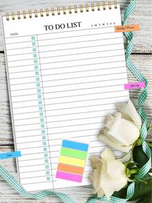 1pc Minimalist To-Do List Daily Planner,+3 S Stcikers,A5 Undated Spiral Daily Task Notebook With Simple Checkbox Layout, Weekly Tracker & Date Section,Ideal For School, Office Or Home Use, Back To School Supplies , Christmas Gifts - Multicolor - View 16