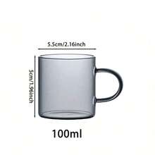 12/6/4/2pcs 100ml/3.5oz Transparent Smoky Gray High-Quality Glass Tea Cups, Breakfast Coffee Mugs, Creative Water Glasses, Heat & Cold Resistant, Suitable For Kitchen, Living Room, Gift (No Cup Holder) - Black - View 2