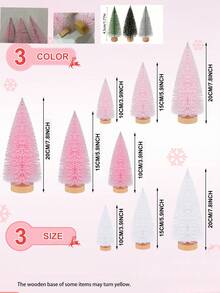 9 pièces Arbres de Noël artificiels miniatures en sisal rose avec base en bois. Petits arbres de Noël artificiels en pin pour la décoration de la maison, de la table, des fêtes de Noël. Décorations de Noël, fête de Noël, décoration de la maison, décorations de table, ornements d'hiver