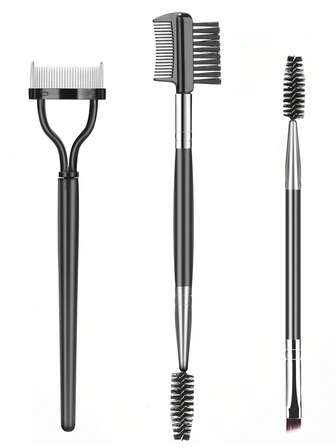 专业眼部化妆工具，化妆品，配有 3 种不同的睫毛刷，用于分离睫毛、消除睫毛膏结块、修饰和塑造眉毛