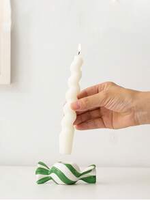 1个可爱糖果陶瓷烛台，优雅高品质条纹糖果烛台，适合节日装饰、家居装饰、客厅/卧室氛围烛台、桌面摆件、礼物、节日礼品 - 彩色 - 查看 4