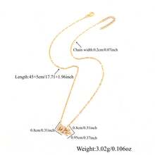 1pc Classic Simple Pave Zirconia Bubble Initial Bow-Knot Pendants Golden Stainless Steel Lip Chain Necklaces For Women - Yellow Gold - View 2