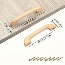 4pcs Durable Arched Wooden Pull Handles, 3.78 Inch Center Hole, Polished Wooden Cabinet And Drawer Pulls With Screws, Ideal For Vanity, Cabinets And Furniture - Multicolor - View 4