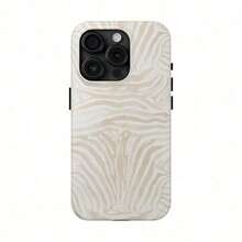 Beige Zebra Print Phone Case - Durable, Anti-Drop, Waterproof, Glossy Finish, Elegant Abstract Tough Case For IPhone - 1 cái - Xem 1