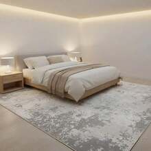 1PC Machine Washable Large - Size Modern Light Gray Abstract Pattern Area Mat Rug Indoor Living Room Decorative Rug With Stylish Light Gray Abstract Pattern Design Easy Clean Floor Mat For Home Decoration Kitchen Rug