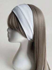 1pc Simple Knitted Headband, College Style Street Fashion Sports Hair Band, Stretchable Comfortable Turban Sweatband In Grey Black White, Unisex All Season Hair Accessory For Daily Workout Vacation Outfits - 白色 - 查看 3