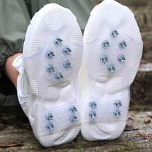 1 Pair 10-Teeth Ice Cleats, Manganese Steel Spikes + Rubber TPE Strap, Outdoor Traction Crampons For Hiking, Traveling, Fishing, Snow, Anti-Slip Shoe Covers, Winter Outdoor Shoe Spikes, Winter Shoe Sole Grips