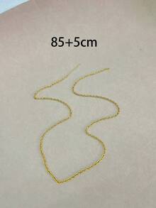 1pc 18K Gold Plated Stainless Steel Minimalist Round Chain Necklace, Versatile For Daily Wear And Layering