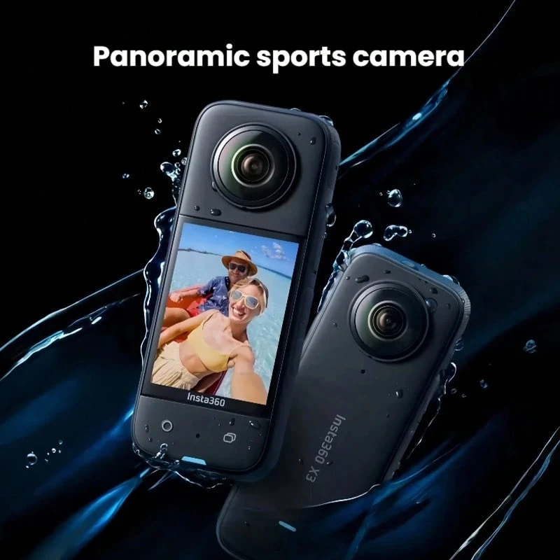 Insta360 3pcs 5.7K High Definition Sports Camera, Super Strong Stabilization, 360 Degree Panoramic Recording, Vlog Creative Shooting, Cycling Skiing Outdoor Camera, 100% Brand New, Only Activated, Black