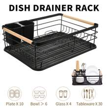 Auto Drain Dish Rack: 360° Swivel Spout Directs Water To Sink | 2-Tier Kitchen Drainer With Cutlery Holder & Cup Storage - Multicolor - View 2