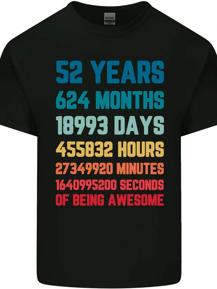 52nd Birthday 52 Year Old Mens Cotton T-Shirt Tee Top - 款式24 - 查看 1