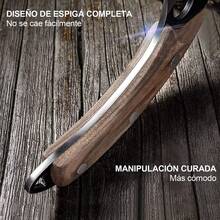 Cuchillo Viking para carnicero de carne, Cuchillo Forjado A Mano Con Vaina, Cuchillos Chef De Cocina, Acero De Alto Carbono, Aplicar Para Hogar, Camping, Barbacoa, Restaurante, Corte De Carne, Sin Hueso. - Marrón - Ver 9