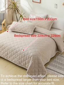 3pcs Solid Light Camel Polyester Bedspread Set (1 Bedspread + 2 Pillowcases Without Insert), Reversible Design, Daily Use Soft And Skin-Friendly, Suitable For Master Bedroom, Guest Room, All-Season Use, Ideal For Gifting, Reversible Bedding, Neutral Tones, Luxury Home Textiles, Giftable Home Decor, Cozy Bedroom Upgrade